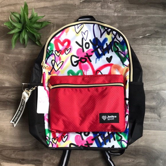 JUSTICE sport girls Graffiti Backpack - NEW with tags - Picture 2 of 13